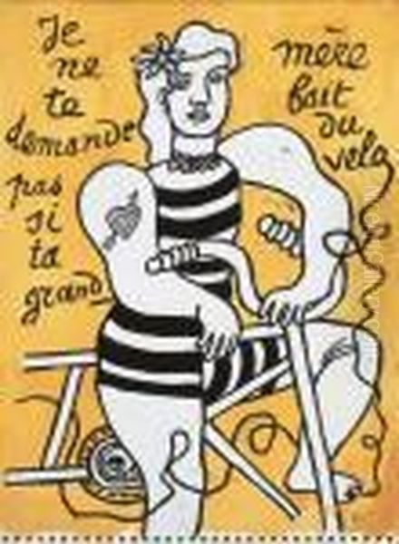 Je Ne Te Demande Pas Si Ta Grand-mere Fait Du Velo Oil Painting by Fernand Leger
