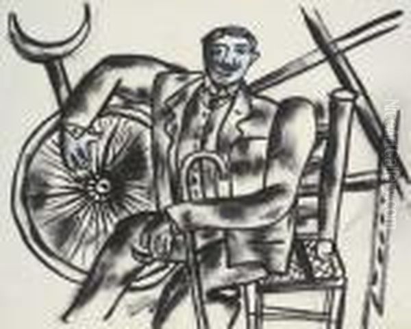 L'homme A La Canne Oil Painting by Fernand Leger