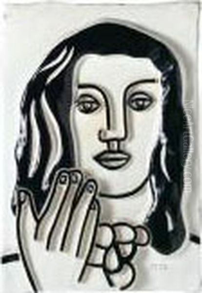 Visage A La Main Oil Painting by Fernand Leger