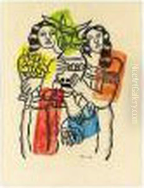 Femmes Au Vase De Fleurs Oil Painting by Fernand Leger