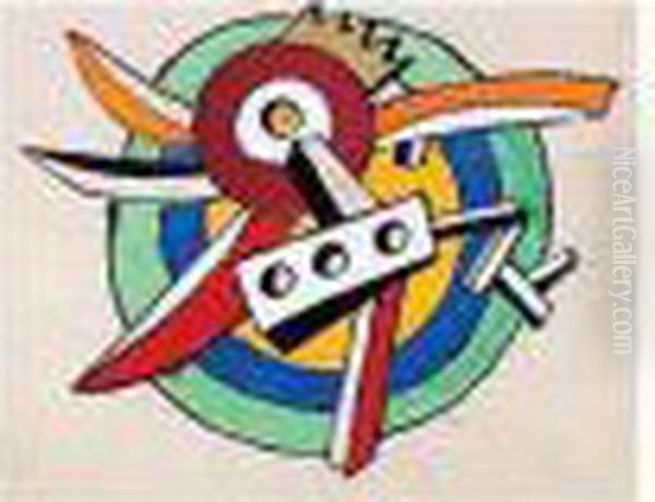 Fleur Et Disque Polychrome Oil Painting by Fernand Leger
