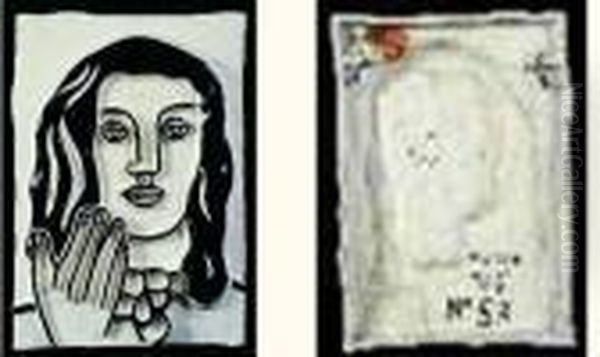 Visage A La Mai Oil Painting by Fernand Leger