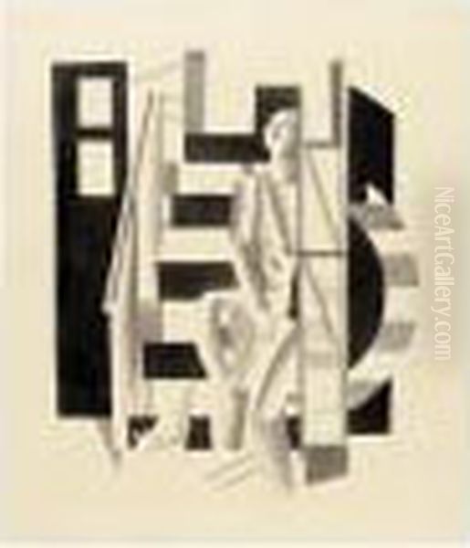 Etude Pour ````l'escalier' Oil Painting by Fernand Leger