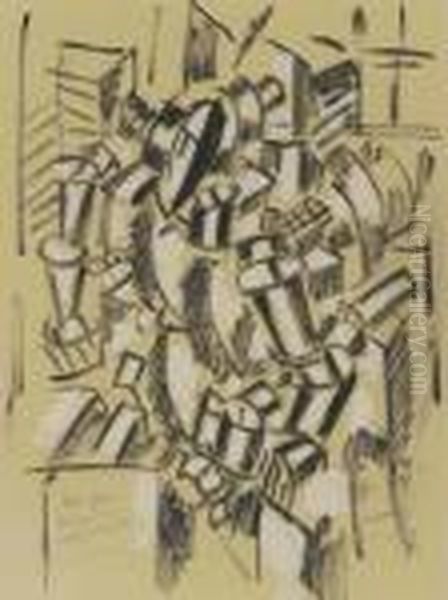 Dessin Pour La Femme En Rouge Et Vert Oil Painting by Fernand Leger