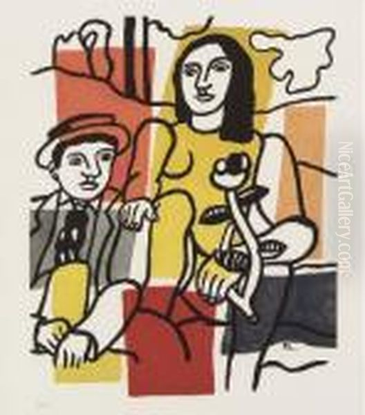 La Grande Parade; And Les Amoureux Oil Painting by Fernand Leger