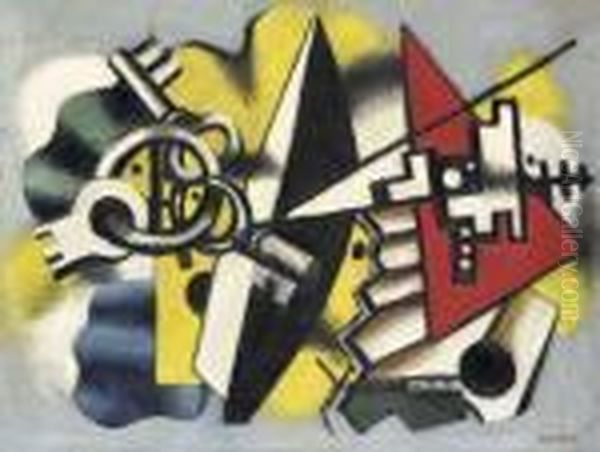 Composition Aux Trois Cles Oil Painting by Fernand Leger