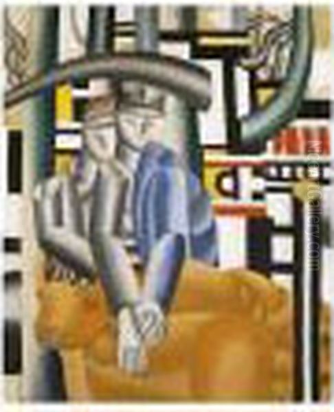 Les Marchands De Boeufs, 1er Etat Oil Painting by Fernand Leger
