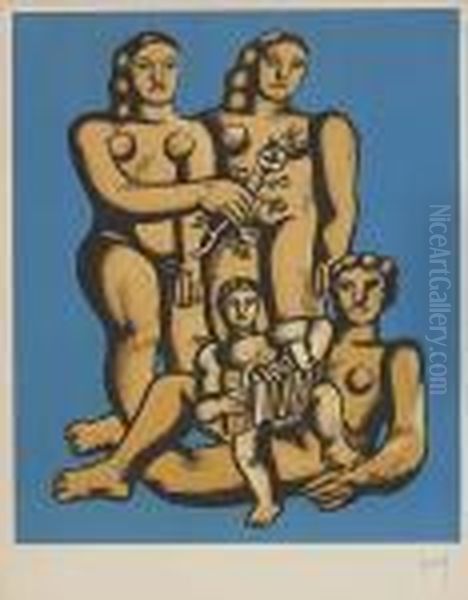 Nus Et L'enfant A L'accordeon Oil Painting by Fernand Leger