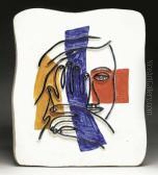 Visage Aux Deux Mains Oil Painting by Fernand Leger