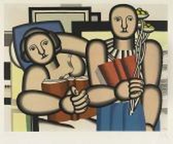 La Lecture<</b> Oil Painting by Fernand Leger