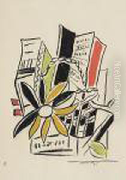 Two Color Screenprints.
Chevreuse<</b> Oil Painting by Fernand Leger