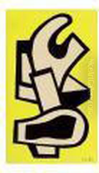 Composition Architecturale Sur Fond Jaune Oil Painting by Fernand Leger