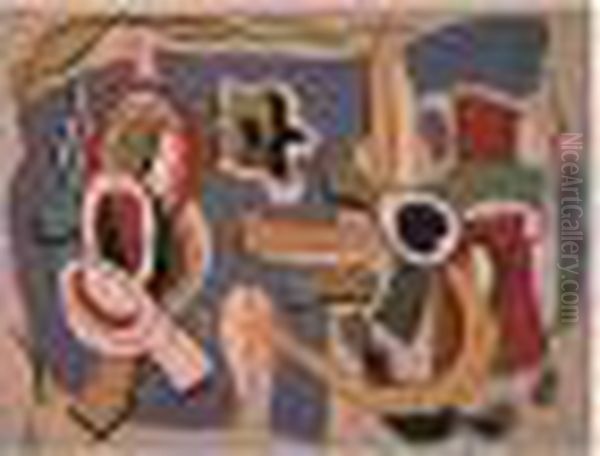 Nature Morte Fond Bleu (a L'etoile) Oil Painting by Fernand Leger