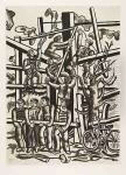 Les Constructeurs<</b> Oil Painting by Fernand Leger