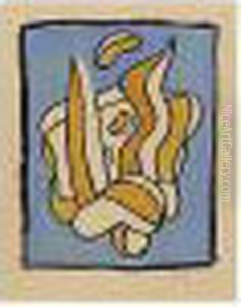 Composition Sur Fond Bleu Oil Painting by Fernand Leger