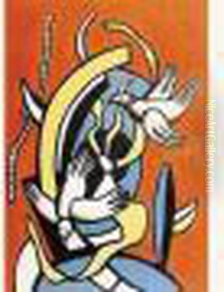 Les Oiseaux Oil Painting by Fernand Leger