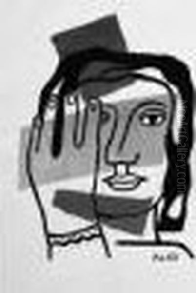 Tete De Femme Oil Painting by Fernand Leger
