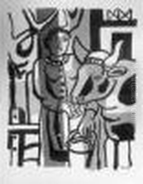 Femme A La Vache Oil Painting by Fernand Leger