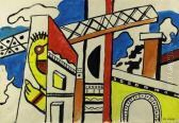 Le Viaduc Oil Painting by Fernand Leger