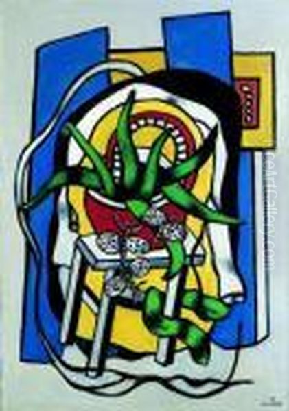 Nature Morte Aux Trois Papillons Oil Painting by Fernand Leger