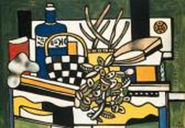 Nature Morte A La Bouteille Oil Painting by Fernand Leger