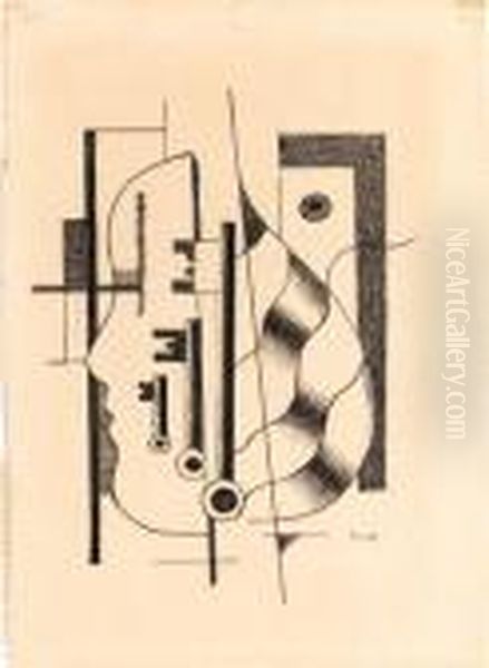 Profil Aux Clefs Oil Painting by Fernand Leger