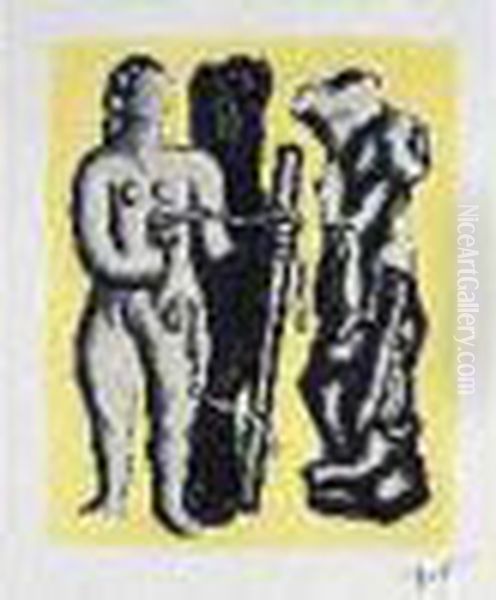 Femme Au Fond Jaune Oil Painting by Fernand Leger