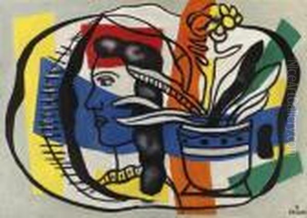 Figure Et Vase Oil Painting by Fernand Leger
