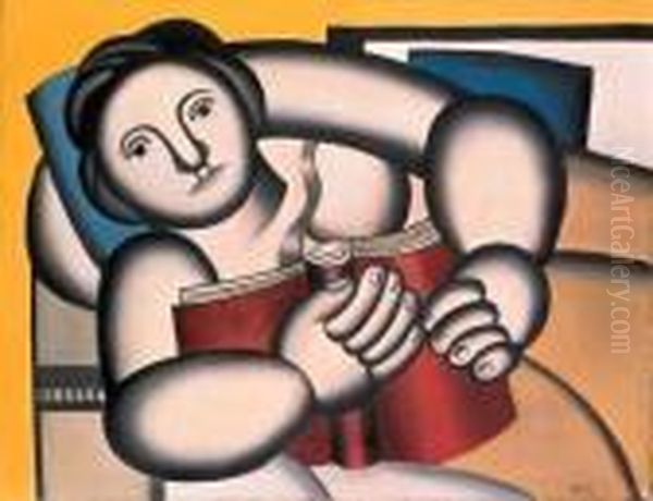 Femme Tenant Un Livre Oil Painting by Fernand Leger