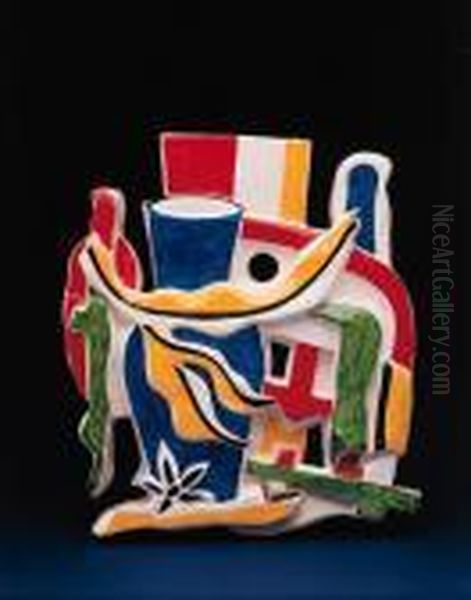 Composition Au Vase Bleu Oil Painting by Fernand Leger