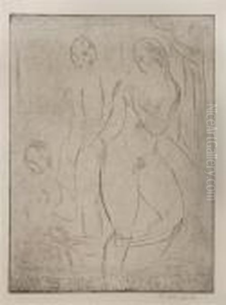 Liegender Mann, Stehende Frau Oil Painting by Wilhelm Lehmbruck
