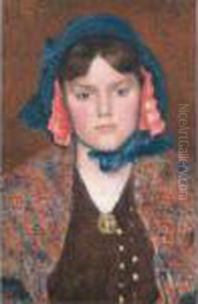 Girl With Shawl Oil Painting by Georges Lemmen