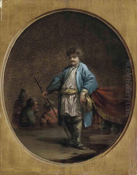 Le Prince A Trompe L'oeil With A Man In Georgian Dress Oil Painting by Jean-Baptiste Le Prince