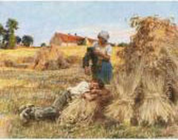 Repos, Effet De Grand Soleil, Moissonneur Endormi, Mezy Oil Painting by Leon Augustin Lhermitte