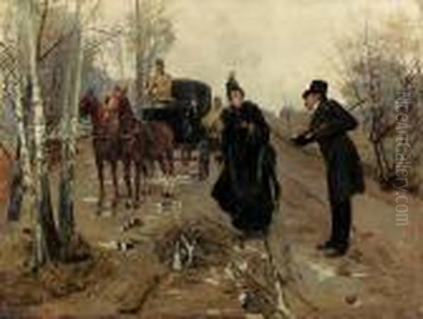 An Afternoon Stroll Oil Painting by Luigi Loir