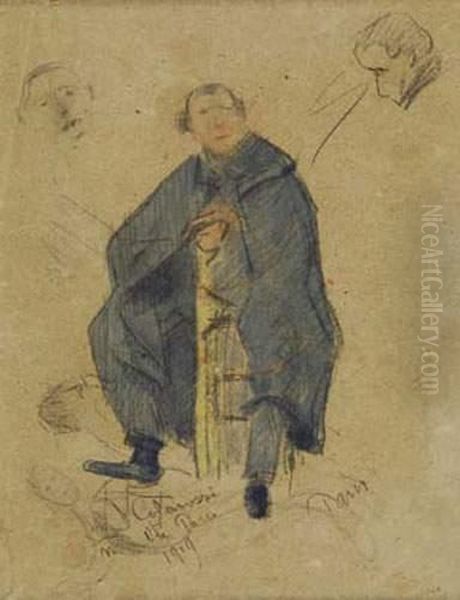 Portrait De Filippo Colarossi (sculpteur Italien), Novembre 1919 Paris Oil Painting by Gustave Loiseau