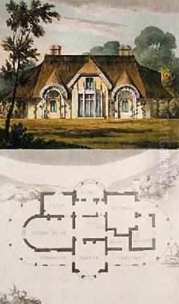 Decorated Cottage, from Ackermanns Repository of Arts, 1818 Oil Painting by John Buonarotti Papworth