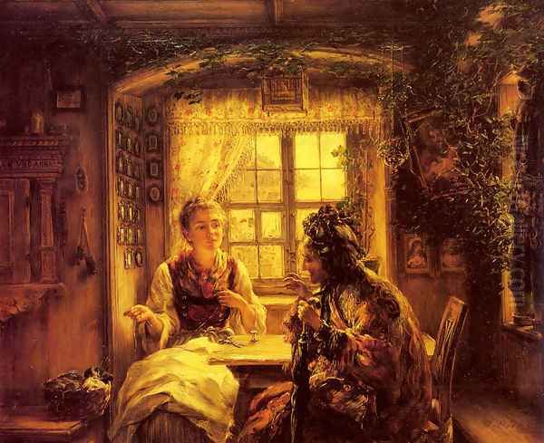 An Afternoon Visit Oil Painting by Otto Piltz