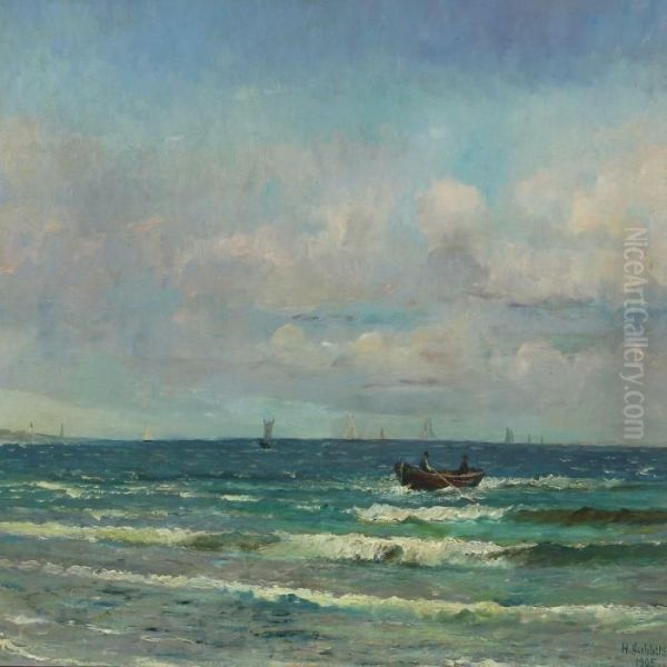 Seascape From Sonderstrand, Skagen Oil Painting by Holger Peter Svane Lubbers