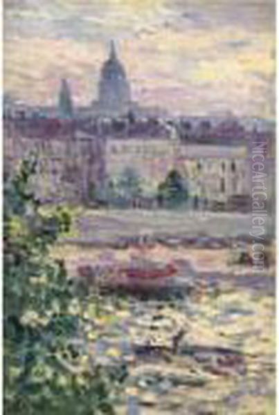 Paris, Les Bords De La Seine, Les Invalides Oil Painting by Maximilien Luce