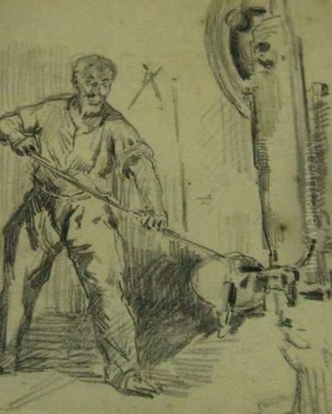 L'ouvrier Des Hauts Fourneaux Oil Painting by Maximilien Luce