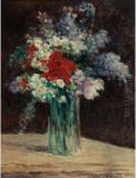 Fleurs Dans Un Vase Oil Painting by Maximilien Luce