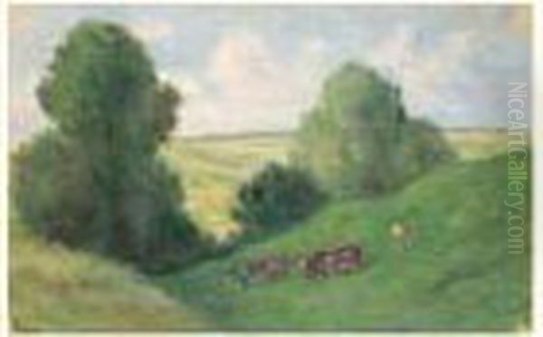 Troupeau Dans Un Vallon Oil Painting by Maximilien Luce