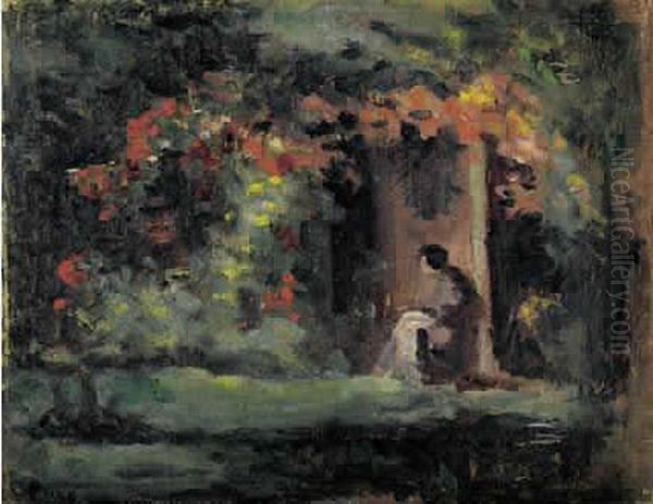 Anvers, Louise Guerineau Au Jardin Oil Painting by Maximilien Luce