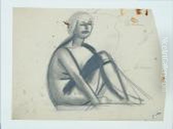 Seated Model Oil Painting by Vilhelm Lundstrom