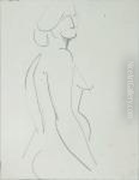 Standing Model Oil Painting by Vilhelm Lundstrom