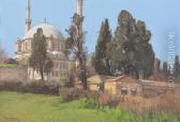 Eyup Sultan Mosque, Constantinople Oil Painting by Georg Macco
