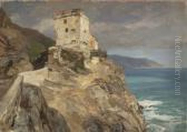 Felsenkuste Bei
 Monterosso Oil Painting by Georg Macco