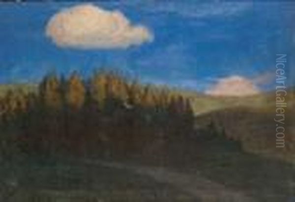 Abend-landschaft Am Tegernsee Oil Painting by August Macke