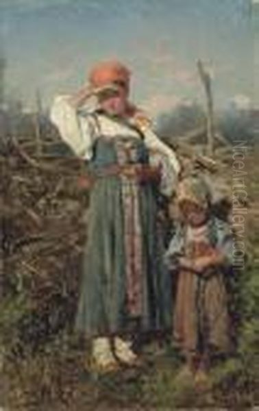 Peasant Girls Oil Painting by Vladimir Egorovic Makovsky